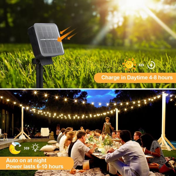 Aurinkokennovalot ulkokäyttöön, 11M 60LED ulkovalosarja, 8 tilaa IP65 vedenpitävä ulkovalosarja