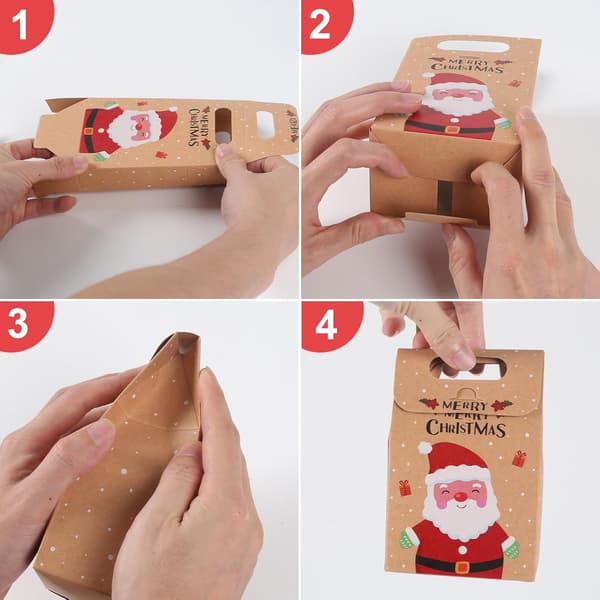 24 stycken julkalaspresentaskar Jul Kraftpapper Godisaskar Julklappspåsar Julpapperspåse Adventskalenderlåda
