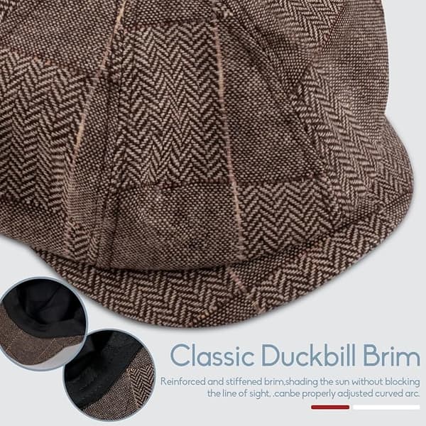 8-panel Tweed Newsboy Cap Flat Cap - Mote Flat Cap Golf Cap - Cap Beret Baker Boy Hat For Menn Og Kvinner Coffee
