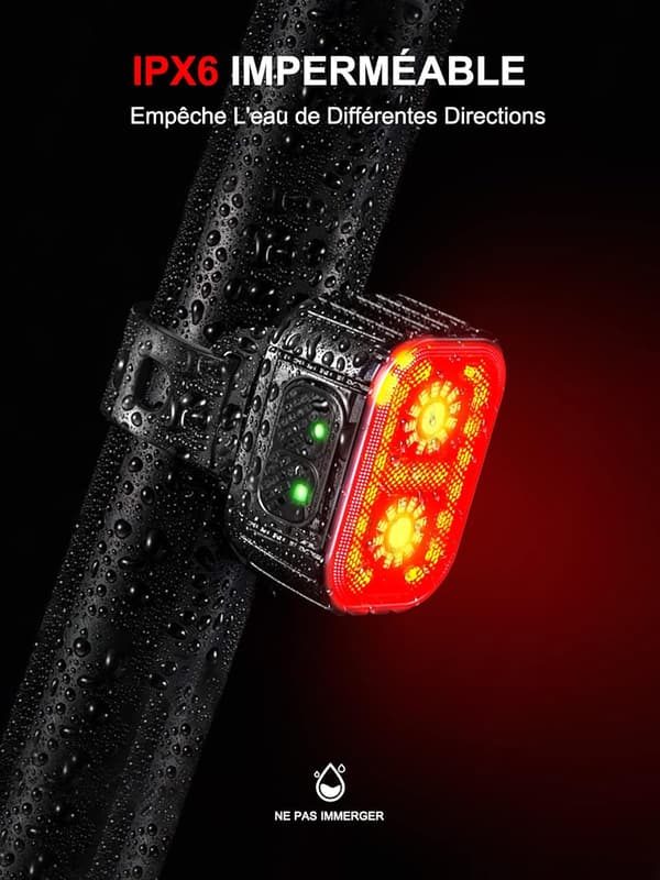 Cykelbelysning fram och bak, IPX6 vattentäta LED-lampor, lång batteritid.