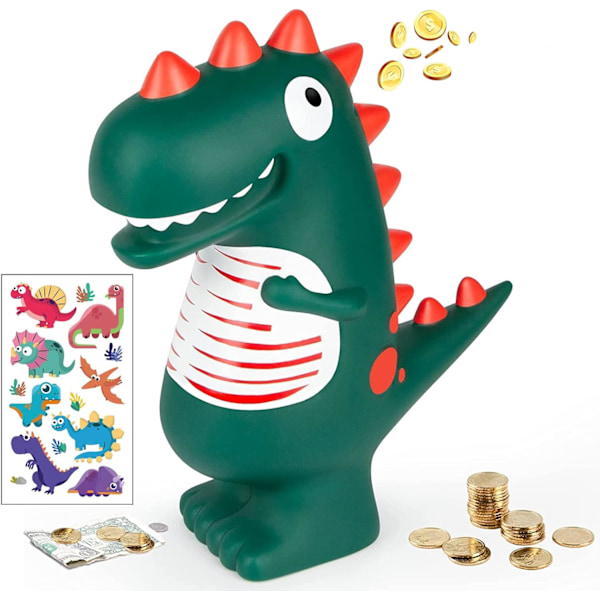 Spargris, Dinosaurie Spargris, Spargrisar För Barn, Cartoon Grön Dinosaurie Barns Spargris, Fall Säker