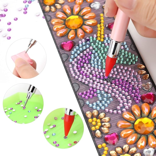Rhinestone-penna, Rhinestone-plockare, Nagel-prickpenna för nagelkonst DIY Dekorationsverktyg/- Rosa