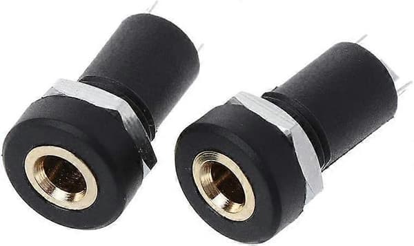 2X 3.5MM Jack Socket Svart Stereo Jack Panelmontering Loddetilkoblingsterminaler med Muttere
