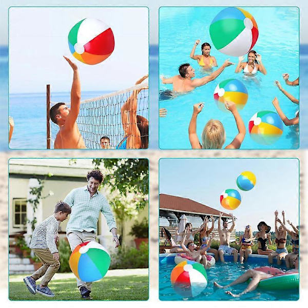 Strandbolde 4-pak 17\" Regnbuefarvede Pool Legetøj Oppustelige Poolbolde