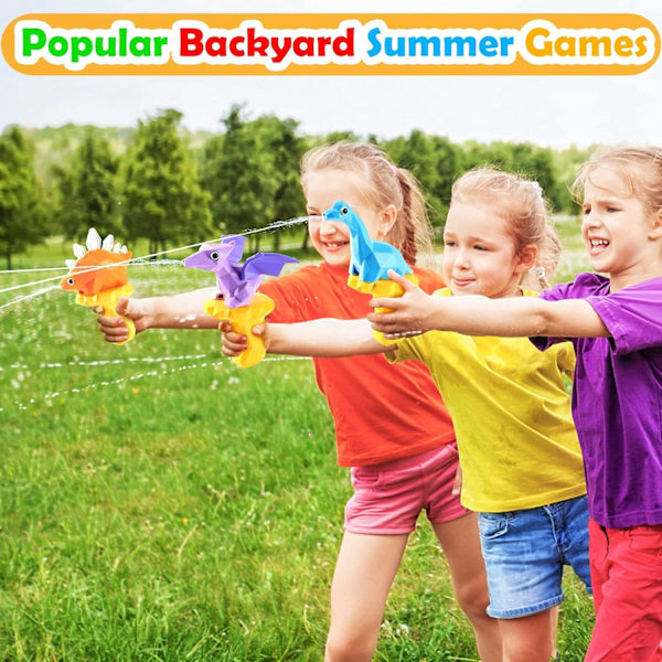 Kraftfull Vattenpistol för Barn, 5-pack Dinosaurie Vattenleksaker för Barn, Baby Badleksaker, Sommarleksaker (Räckvidd 5 Meter)