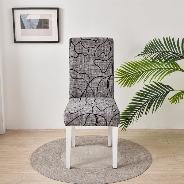 Stoltrekk Slipcovers 6 stk Stretch Avtakbar Vaskbar Kort Spisebordstol Beskytter Trekk Sete for Hotell, Spisestue, Seremoni