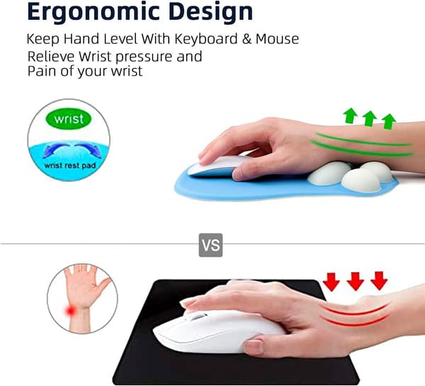 Musematte med kattepote og håndleddsstøtte, bærbar ergonomisk sklisikker spillmusematte
