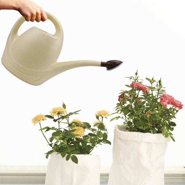 3,5 liters vannkanne, lettvekts vannspreder i plast, vannflaske for hage, utendørs, hus, blomster, bonsaiplanter (beige)