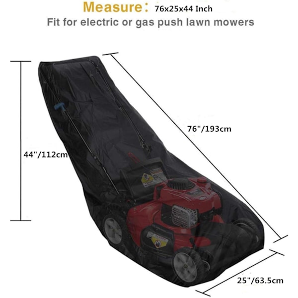 Gräsklipparskydd för Utomhusförvaring Vattentätt Dammtätt Anti-UV 210D Polyester med Dragsko & Förvaringsväska (193 * 64 * 112 cm)