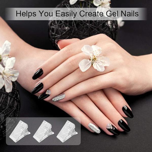 20 st Polygel Nagelklippar Transparenta Gel Nagelklippar Nagelklippar för Nagelförlängning Snabb Nagelbyggare Kit