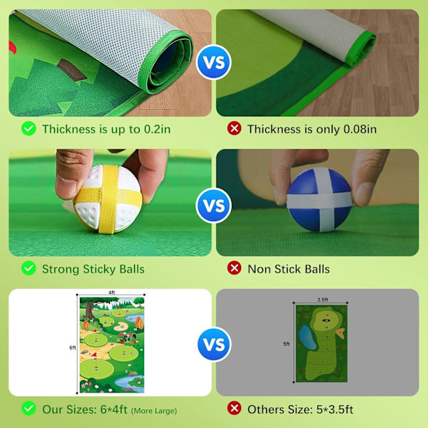 Golf Chipping Game Mat med Klubba, Inomhus Utomhus Spel för Vuxna och Familj Barn Utomhus Lekutrustning Stick Chip Spel Inomhus Golf Set