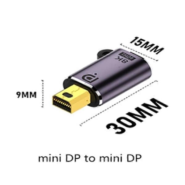 Mini DP uros - Mini DP naaras -sovitin HD 8K 60Hz videodatamuunnin