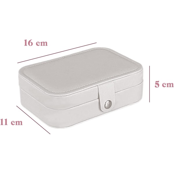 Liten Reseväska för Smycken - Halsband, Ringar, Armband, Örhängen - Premium Konstläder - (Vit)