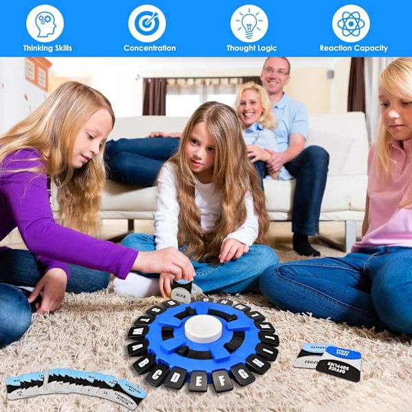 Think Game Bokstavspressningsspel Snabbt Tempo Familjespel Roligt Ordpusselspel Inlärningsspel för Vuxna Barn Familjer (Blå)