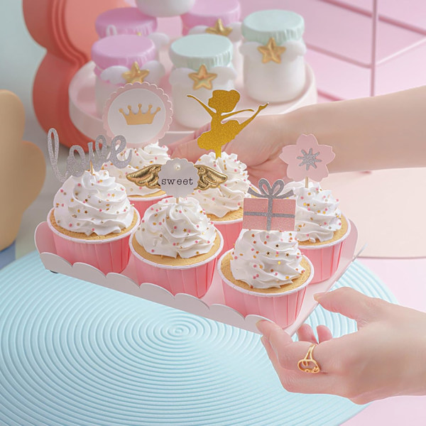 100 engangs mini muffinforme, ideelle til cupcakes, muffins og brownies, lyserød