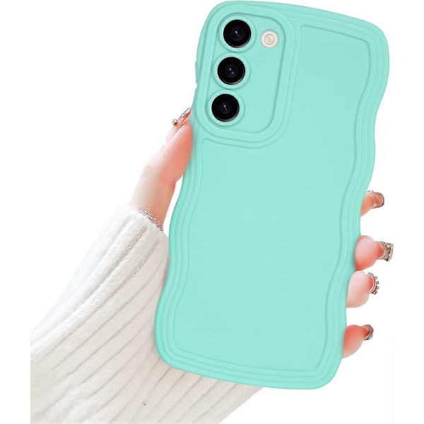 Samsung Galaxy S23 Plus Mobilskal för Tjejer Kvinnor, Sött Lockigt Vågformad Ram Flytande Silikon Flexibelt Mjukt Stötsäkert Kameraskydd Stötfångarskal
