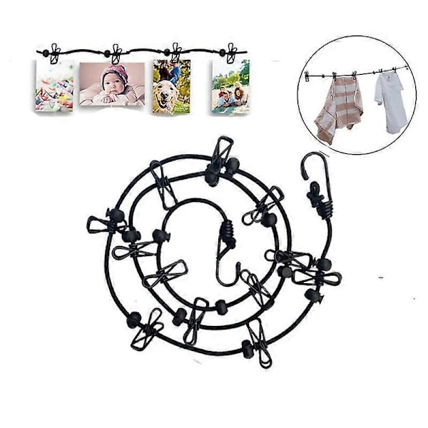 1-pack portabel klädstreck, justerbar elastisk campingklädstreck