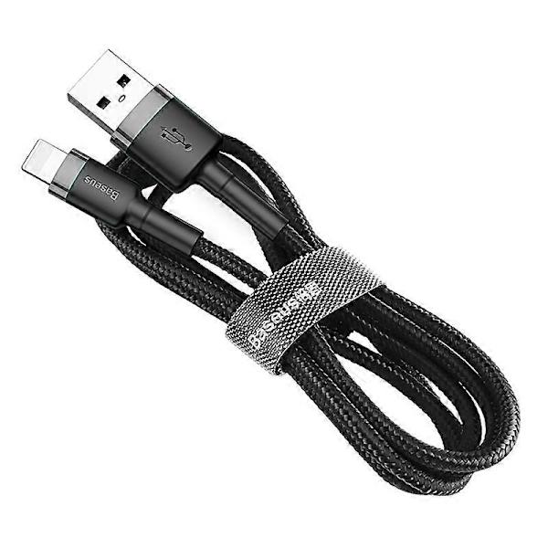BASEUS Cafule Series 0.5M Vevd iP Data Sync Ladekabel for iPhone X/8/8 Plus - Svart/Grå
