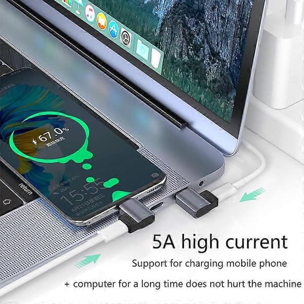 Magnetisk USB-C-adapter Vinklad Design 11-Pin Mini Typ-C-adapter Stödjer PD 100W 5A Snabbladdning