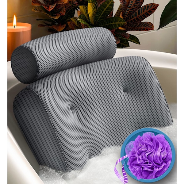 Everlasting Comfort Luksuriøs Badepute - Hodestøtte, Nakkestøtte, Ryggstøttepute for Badekar, Spa, Bløtlegging