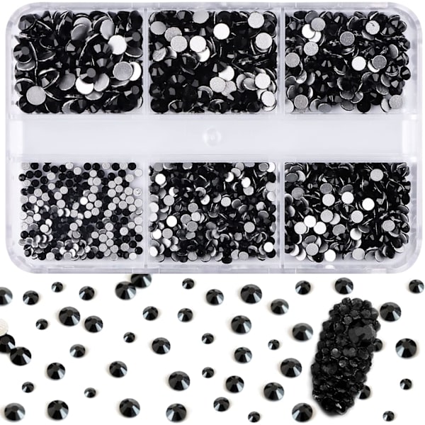 Mode Kynsitaide Strassit Glitter Timantit Vinkit Sekalaiset 3D Vinkit DIY Koristelu Jet Black Kynsistrassit Kynsikorut Koristelu