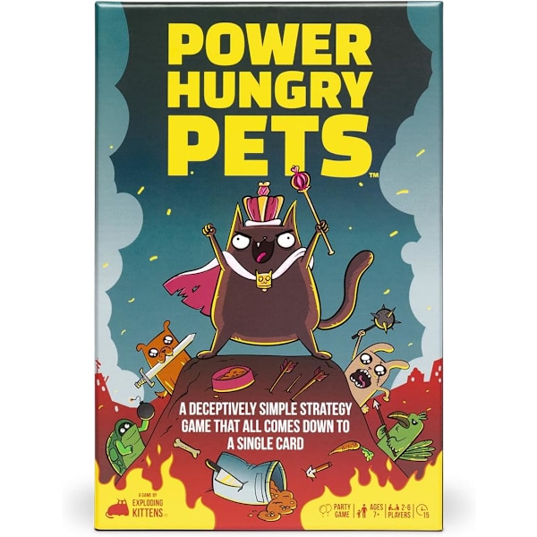 Power Hungry Pets av Exploding Kittens - 2-6 Spelare - Ålder 7+ - 15 Minuters Speltid - Strategiskt och Enkelt Kortspel - Partyspel