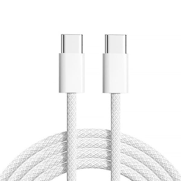 1 meter lång laddningskabel, kompatibel med Samsung och iPhone 17 Pro Max, snabbladdning, USB-C-gränssnitt, vit.