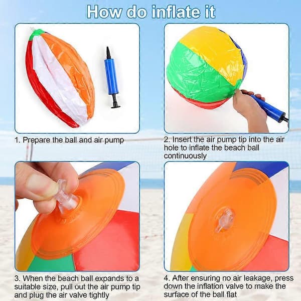 6-pak Strandbolde, PVC Strandbolde Bulk, Klassisk Regnbue Mini Strand