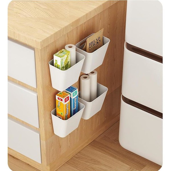 4-delars självhäftande väggmonterad förvaringslåda vit 14L x 9B x 15H cm