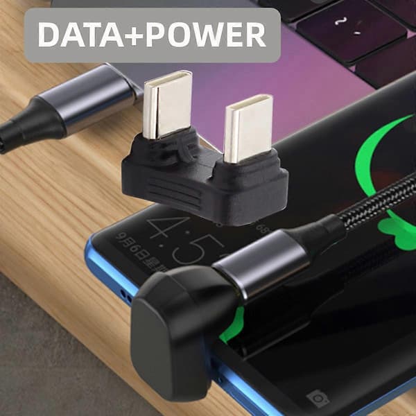 UC-009-MM Armbåge U-Form Dubbel-Huvud USB-C Adapter 480Mbps Snabb Överföring Typ-C Hane till Hane