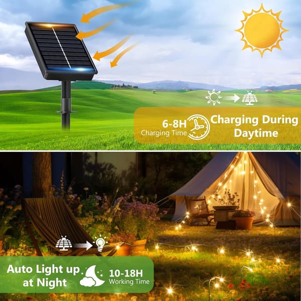 2-pack 22M 200 LED Utomhus Solcellsslinga, Dekorativa Solcellslampor för Trädgård, Uteplats, Hem, Fest, Jul, Bröllop