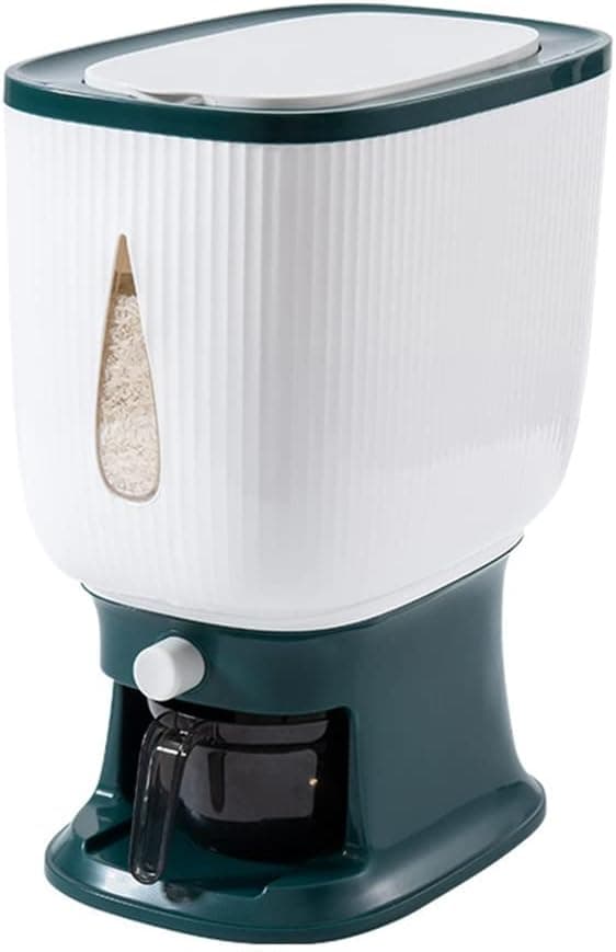 10 kg automatisk risdispenser med skylleskål, risdispenser, risoppbevaring, risbøtte, husholdnings risboks - A