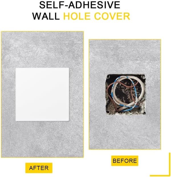 2-pak selvklæbende vægstikdæksel, 86 x 86 mm, hvid plastpanel
