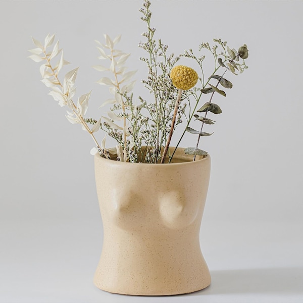 Kvindelig Kropsvase, Blomstervase med Drænhuller, Kvindelige Brystformede Vaser, Boho Indretning, Keramisk Vase, Menneskelig Blomst Kvindelig Krop