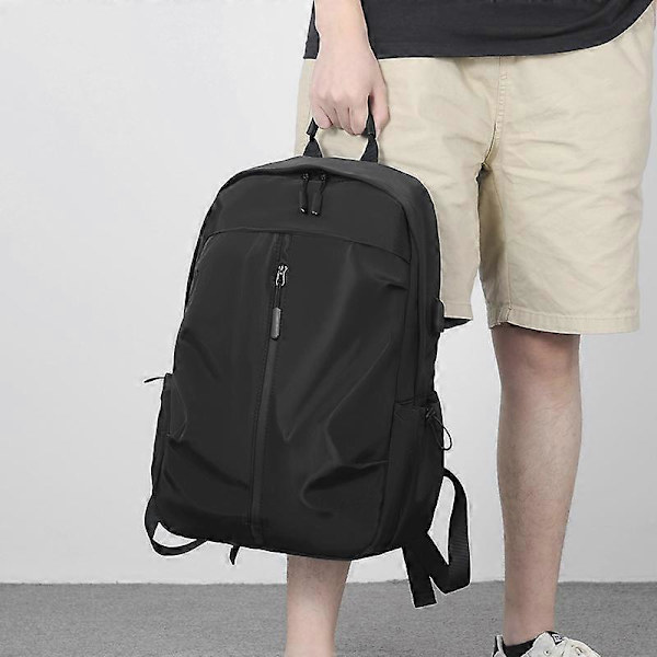 USB opladningsinterface 30*16*46cm computertaske minimalistisk herre rygsæk (Farve: Sort)