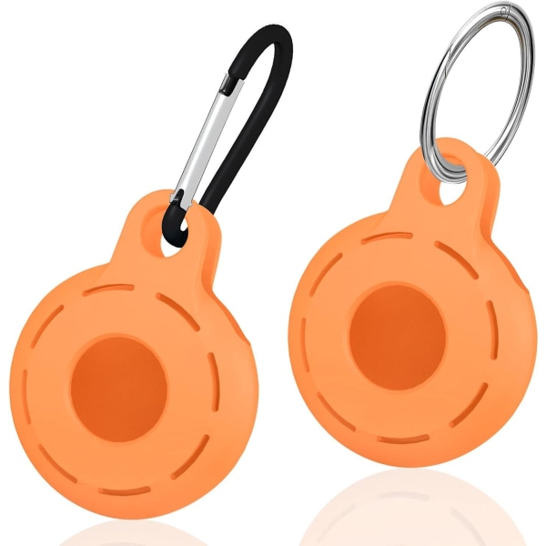 Heyone AirTag Case/ AirTag Nyckelring Fullt skydd AirTag Hållare Tillbehör - 2 Pack (orange)