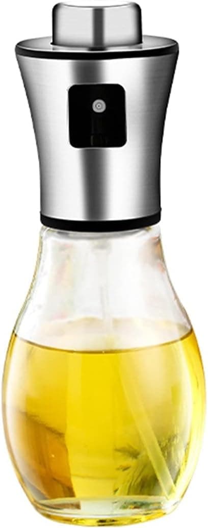 1 rund sprayflaska, 200 ml, 7 x 16 cm, rostfritt stål, glas, kökstillbehör