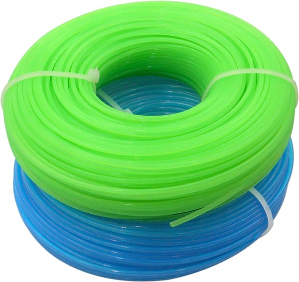 Universal Nylon Erstatning Rund Trimmertråd Gress Trimmer Tråd, Diameter 1.6mm x 100m Lengde, 2 Rull (Grønn + Blå)
