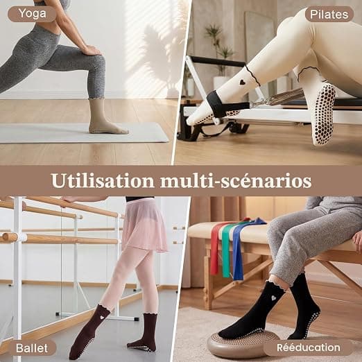 6 par pilates- och yogastrumpor för dam, EU 35-40