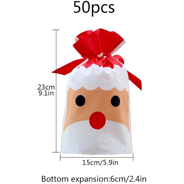 Presentpåsar med dragsko 50 st Jul Röd Jultomte Julklappsinslagning Presentförpackning Godis Påse Jul Godisväskor