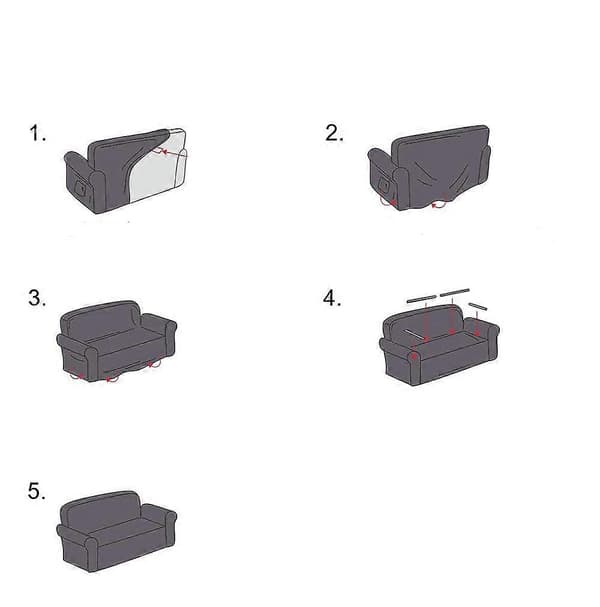 Elastisk sofatrekk for 2-seters sofa med armlener