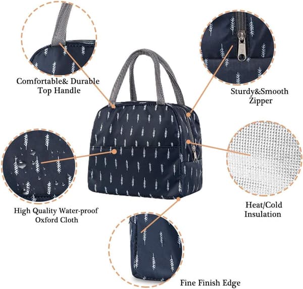 Termisk Matpose, Isolert Matboks Tote Bag for Kvinner, Vanntett Matboks, Isolert Matboks Organizer for Menn, Jenter, Gutter