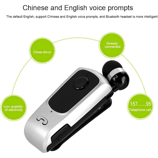 Sport Trådlöst Bluetooth 5.1 Headset Öronpropp Inbyggd Handsfree Enkelsidig Hörlur med Mikrofon (silver)