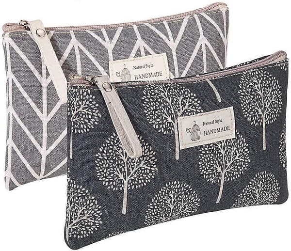 2 st Canvas Kosmetikväska, Multifunktionell Resesminkväska
