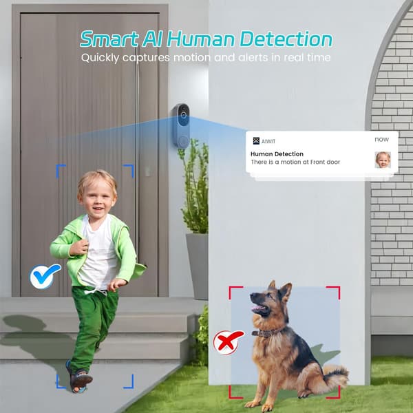 guggre Förbättrad säkerhet med AI-människoidentifiering, 2-vägs ljud, mörkerseende, realtidsvarningar, smart hemskydd