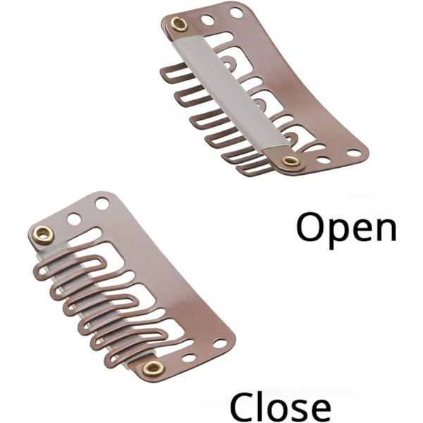 20 stycken Hårförlängningsklämmor, Metall Snap Clips för Hårförlängningar och Våder, Perukklämmor Snap Clips U-formad Hårperukklämma Light brown