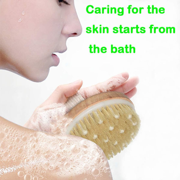Torr kroppsborst, naturlig borste för bad, kroppsborst för lymfatisk dränering, exfolierar, stimulerar blodcirkulationen