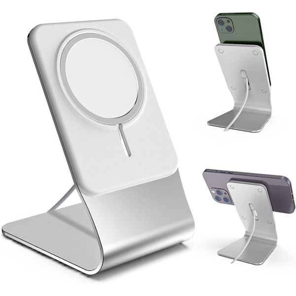 Telefonstativ for MagSafe-lader, telefonholder for skrivebord 【Merk: Kun stativ, Magsafe-lader og kabel er ikke inkludert】