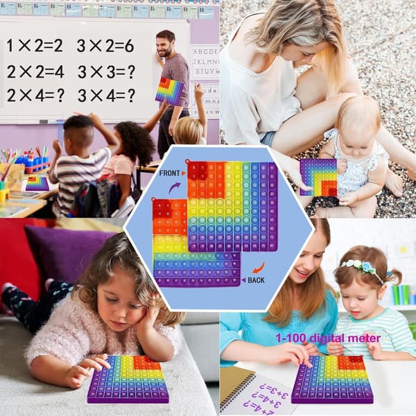 Push Bubbles-leksak 2-i-1 Fidget Toys Multiplikationstabell 20x20cm