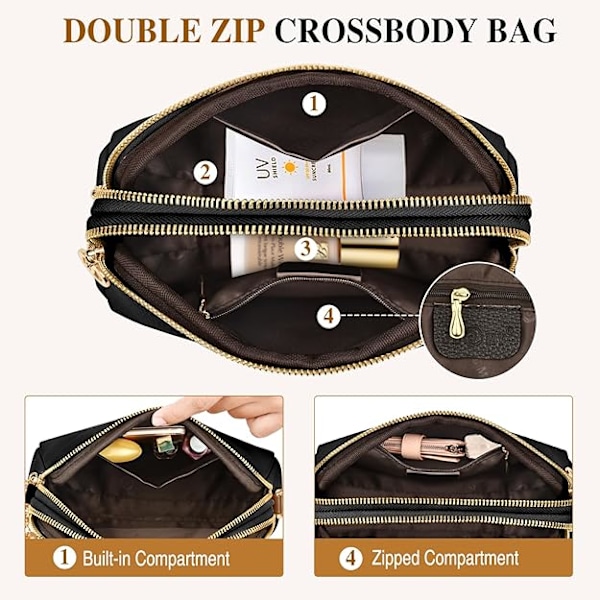 Liten Crossbody Väska för Kvinnor, Läderhandväskor, Damtelefonväska med Justerbar Bred Rem, Mode Axelväskor med Dragkedja Style 1